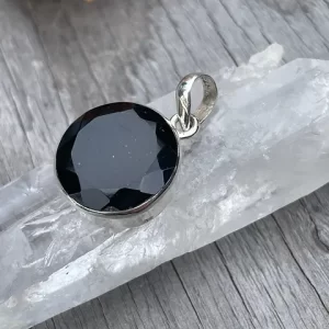 Black Tourmaline Round Pendant