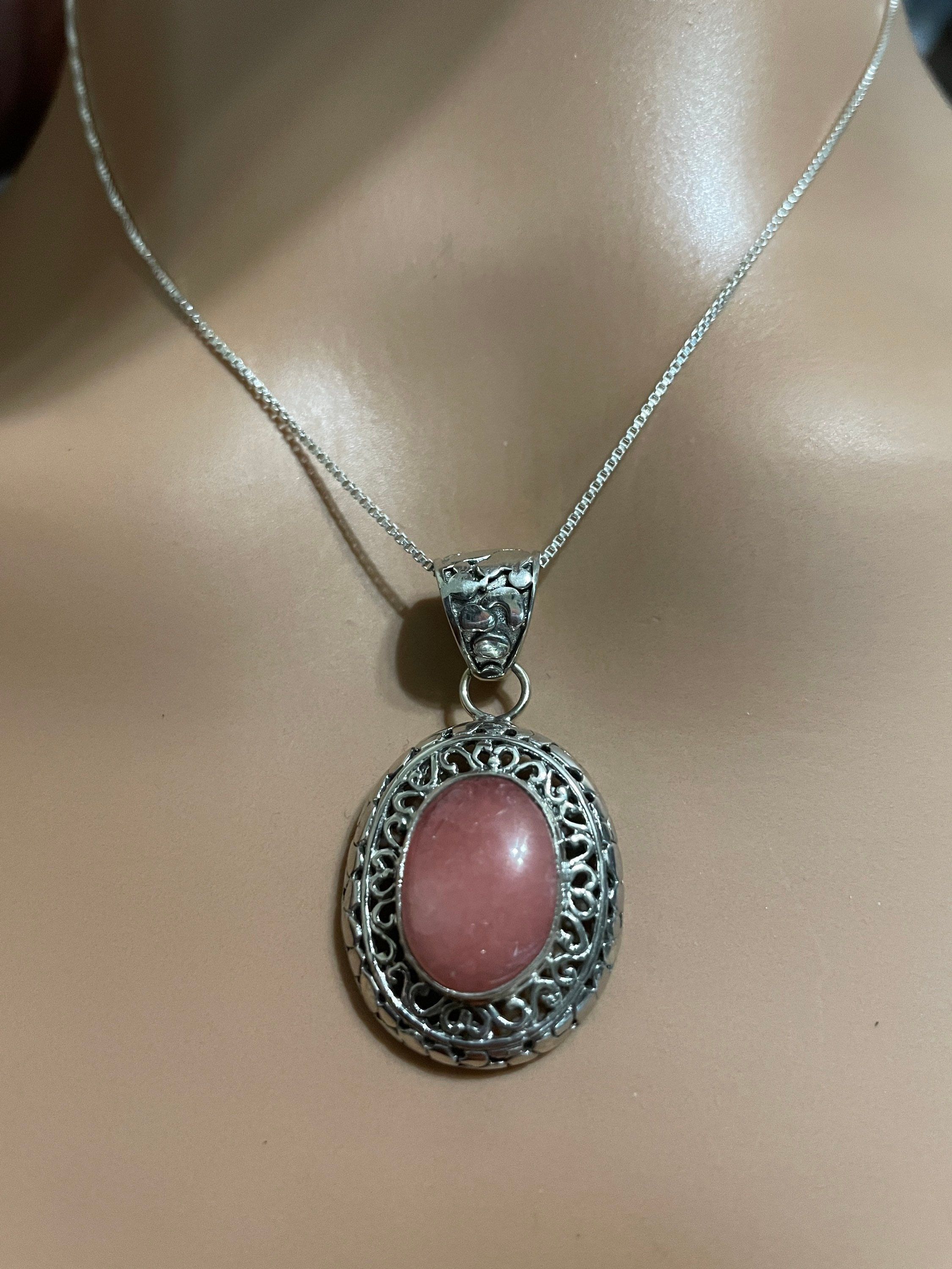Rhodochrosite Round Pendant
